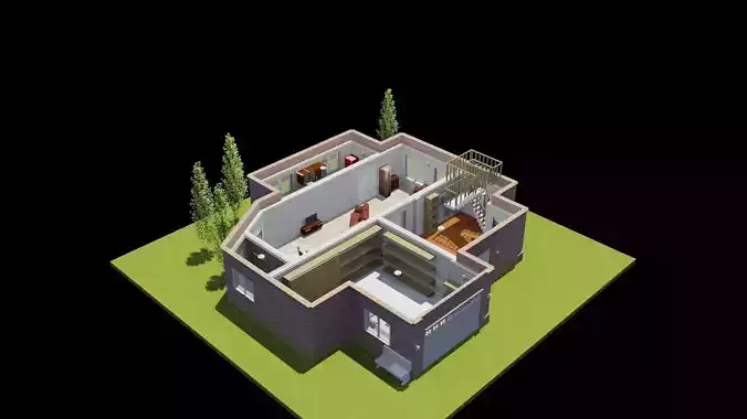 Set 6 Houses Detached with interiors