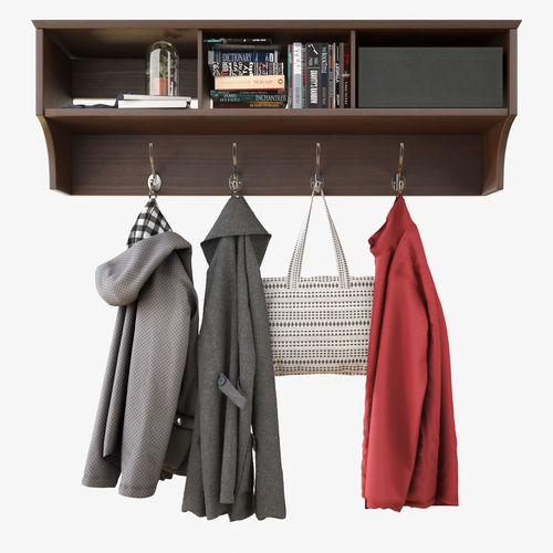 Wall Shelf With Clothes 3D model