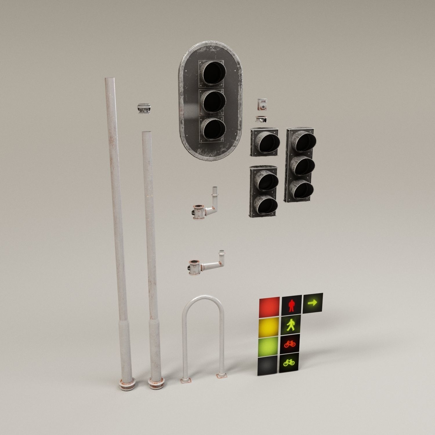 Trafic lights Kit collection of trafic lights 3D model_7