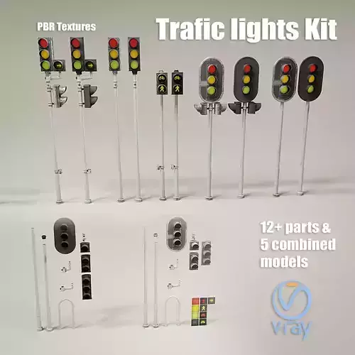 Trafic lights Kit collection of trafic lights 3D model