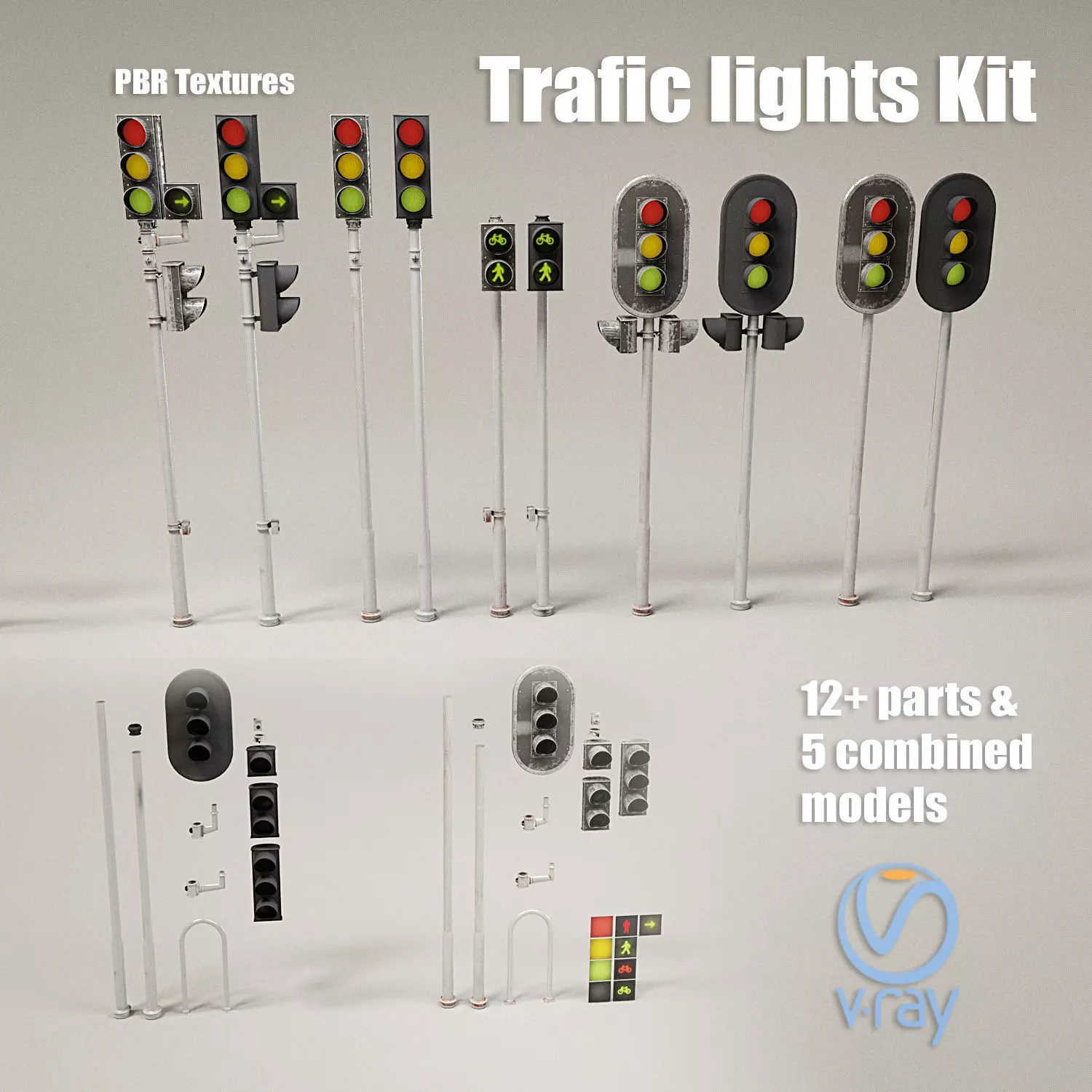 Trafic lights Kit collection of trafic lights 3D model_0
