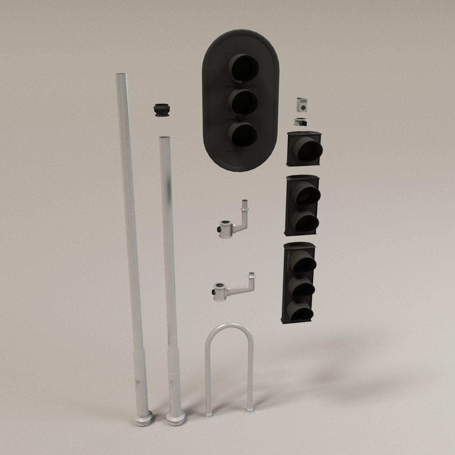 Trafic lights Kit collection of trafic lights 3D model_6