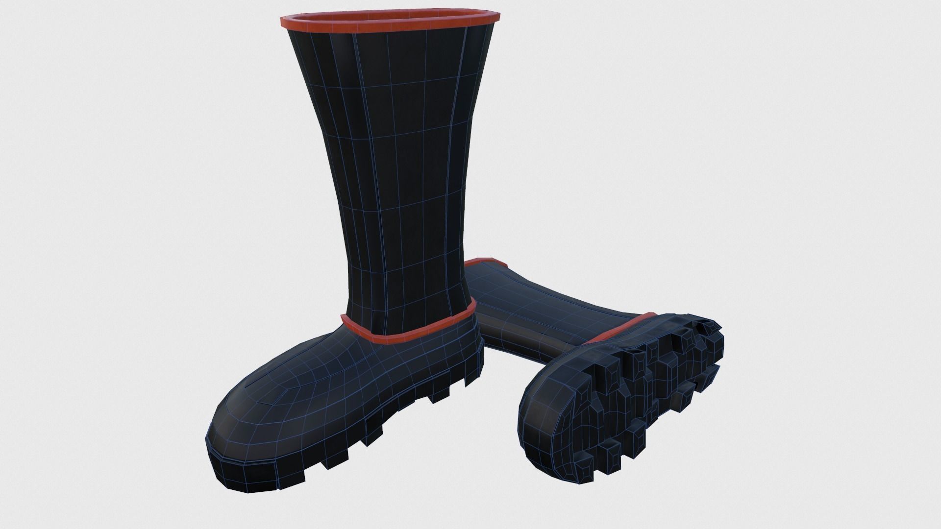 Simple Boots Low-poly 3D model_6