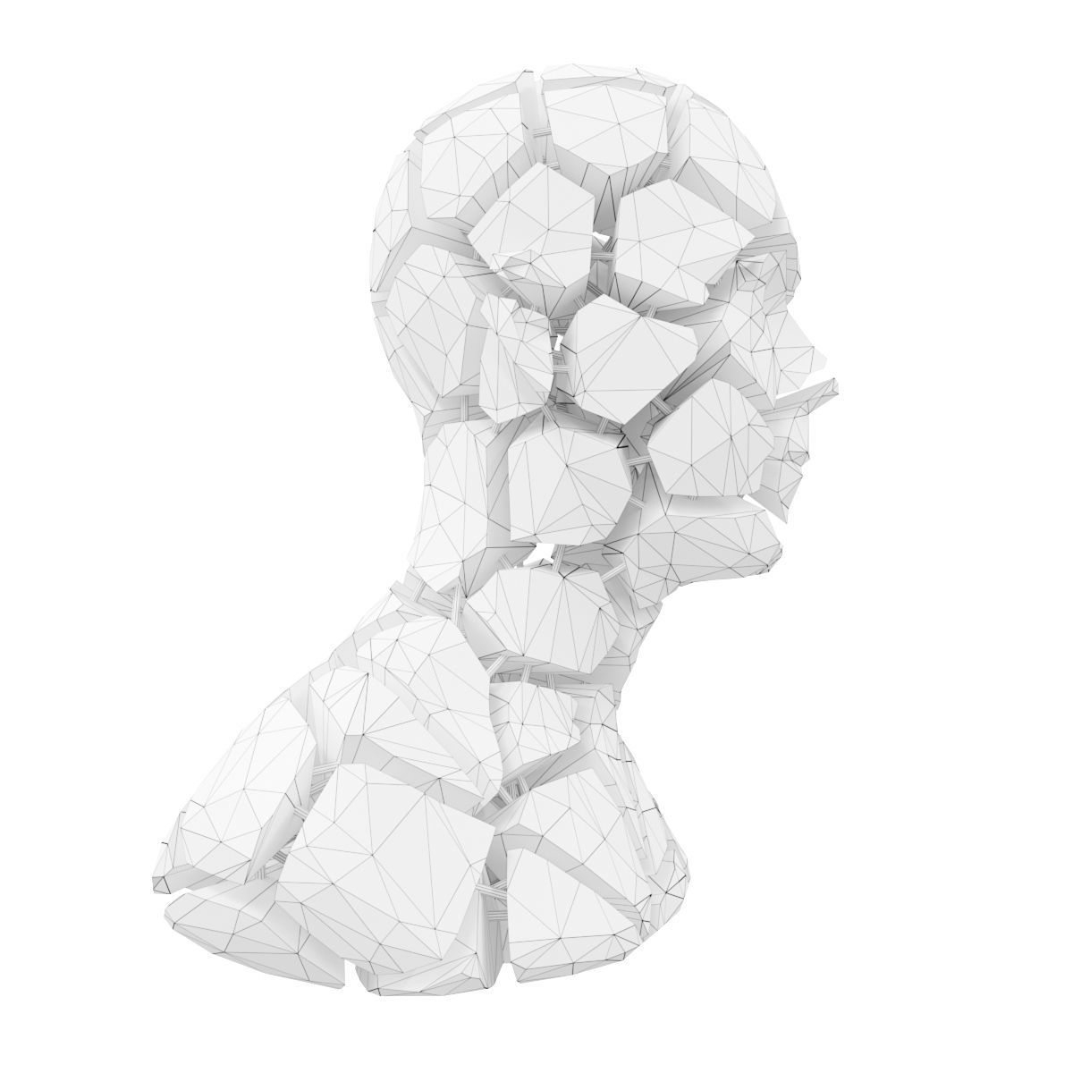 Abstract Sculpture of a Bust Low-poly 3D model_6