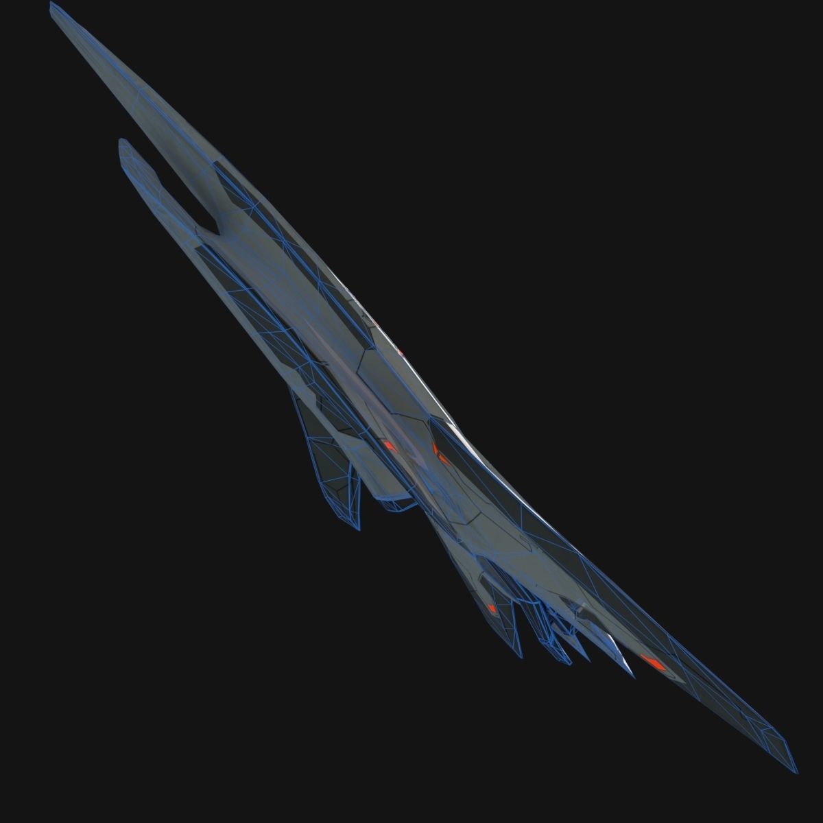 Low Poly SpaceCraft futuristic fighter jet Low-poly 3D model_9