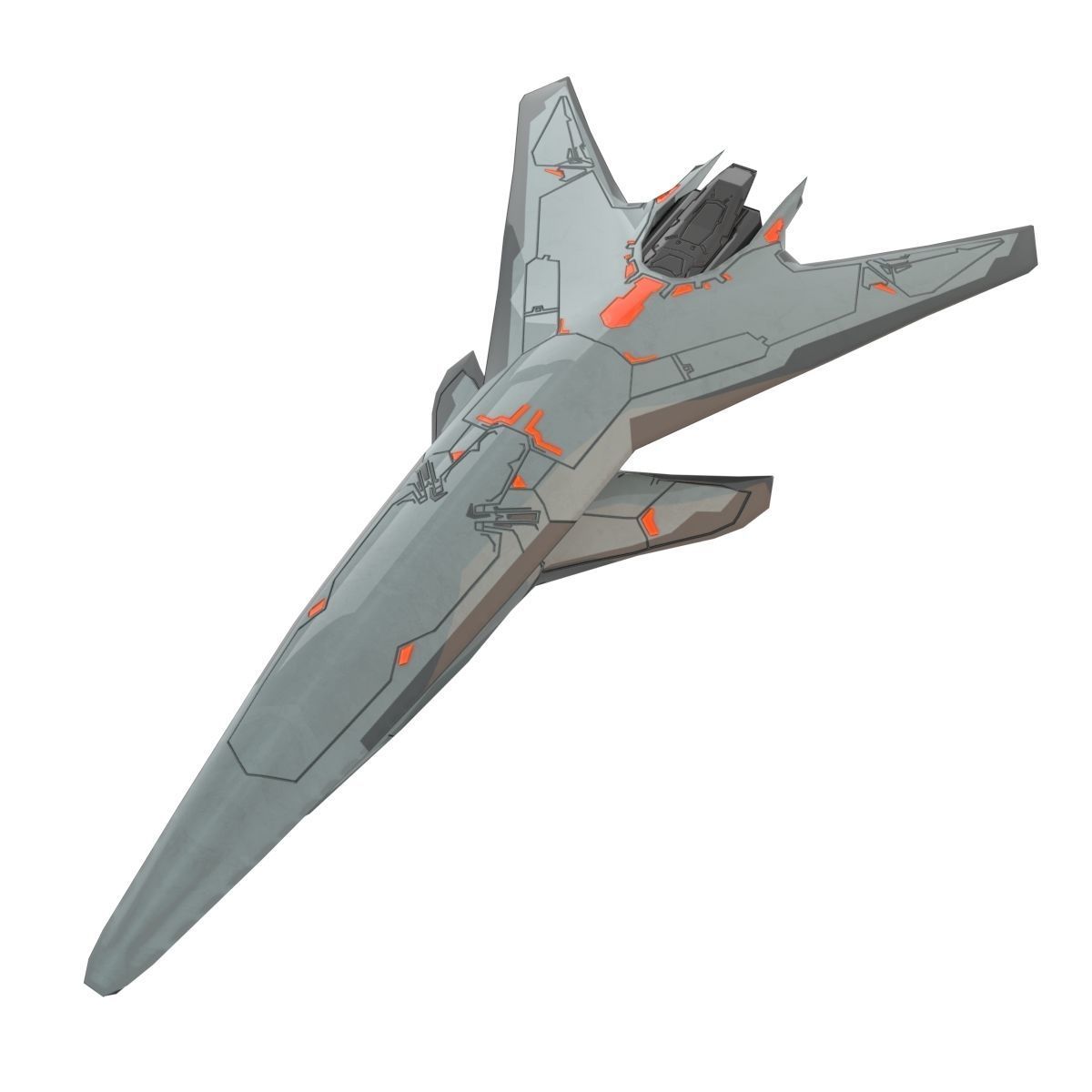 Low Poly SpaceCraft futuristic fighter jet Low-poly 3D model_2