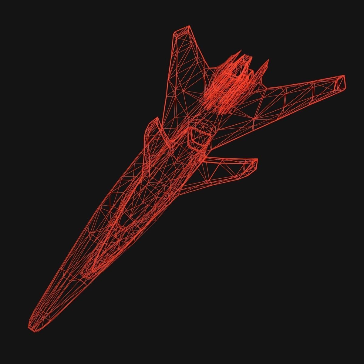 Low Poly SpaceCraft futuristic fighter jet Low-poly 3D model_14