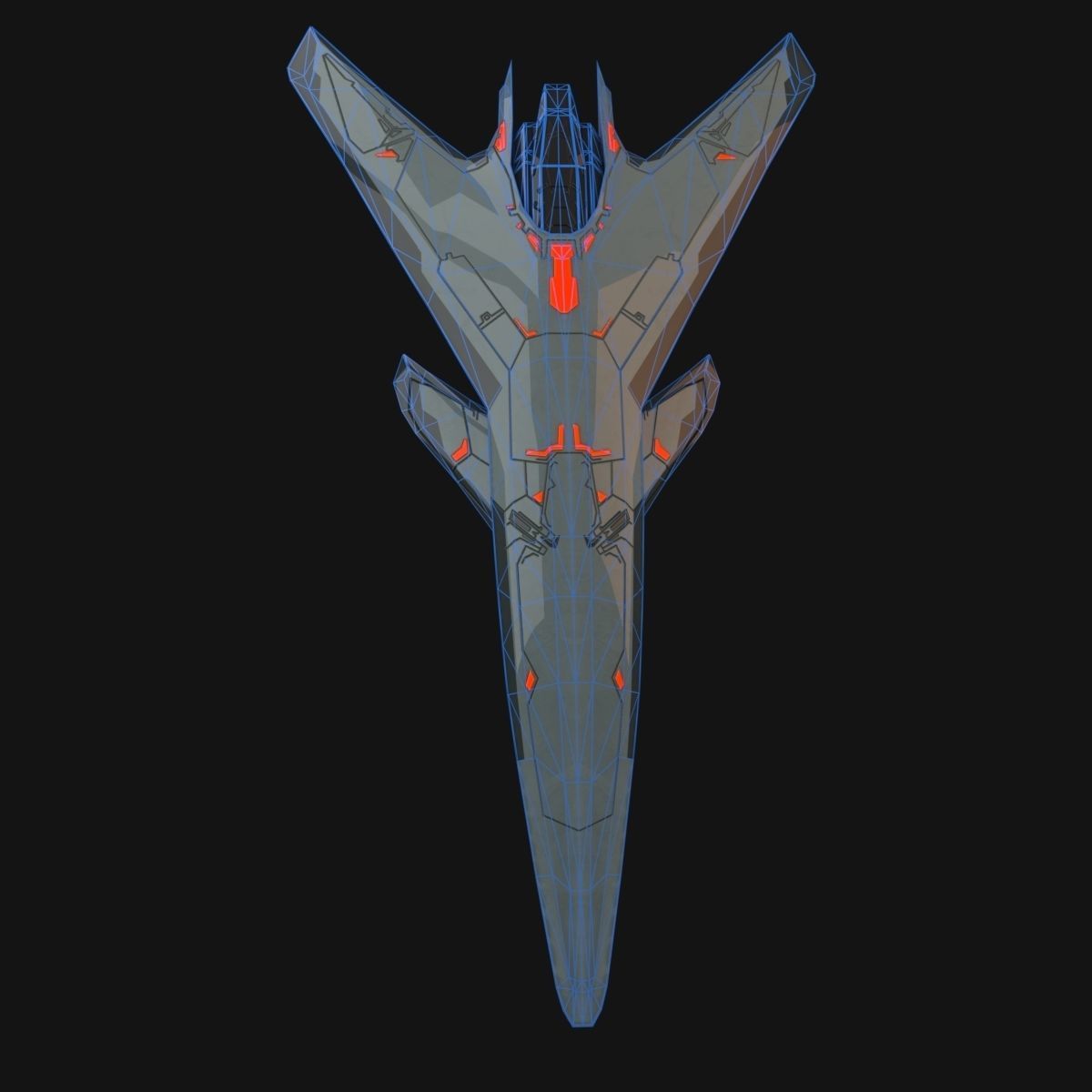 Low Poly SpaceCraft futuristic fighter jet Low-poly 3D model_12