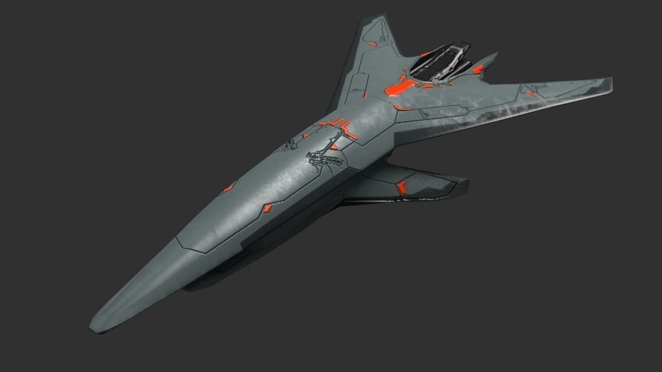 Low Poly SpaceCraft futuristic fighter jet Low-poly 3D model_10