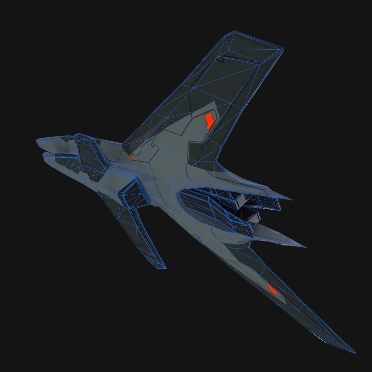 Low Poly SpaceCraft futuristic fighter jet Low-poly 3D model_13