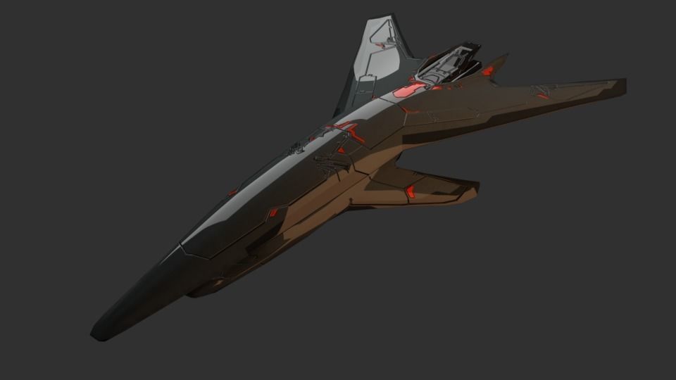 Low Poly SpaceCraft futuristic fighter jet Low-poly 3D model_8