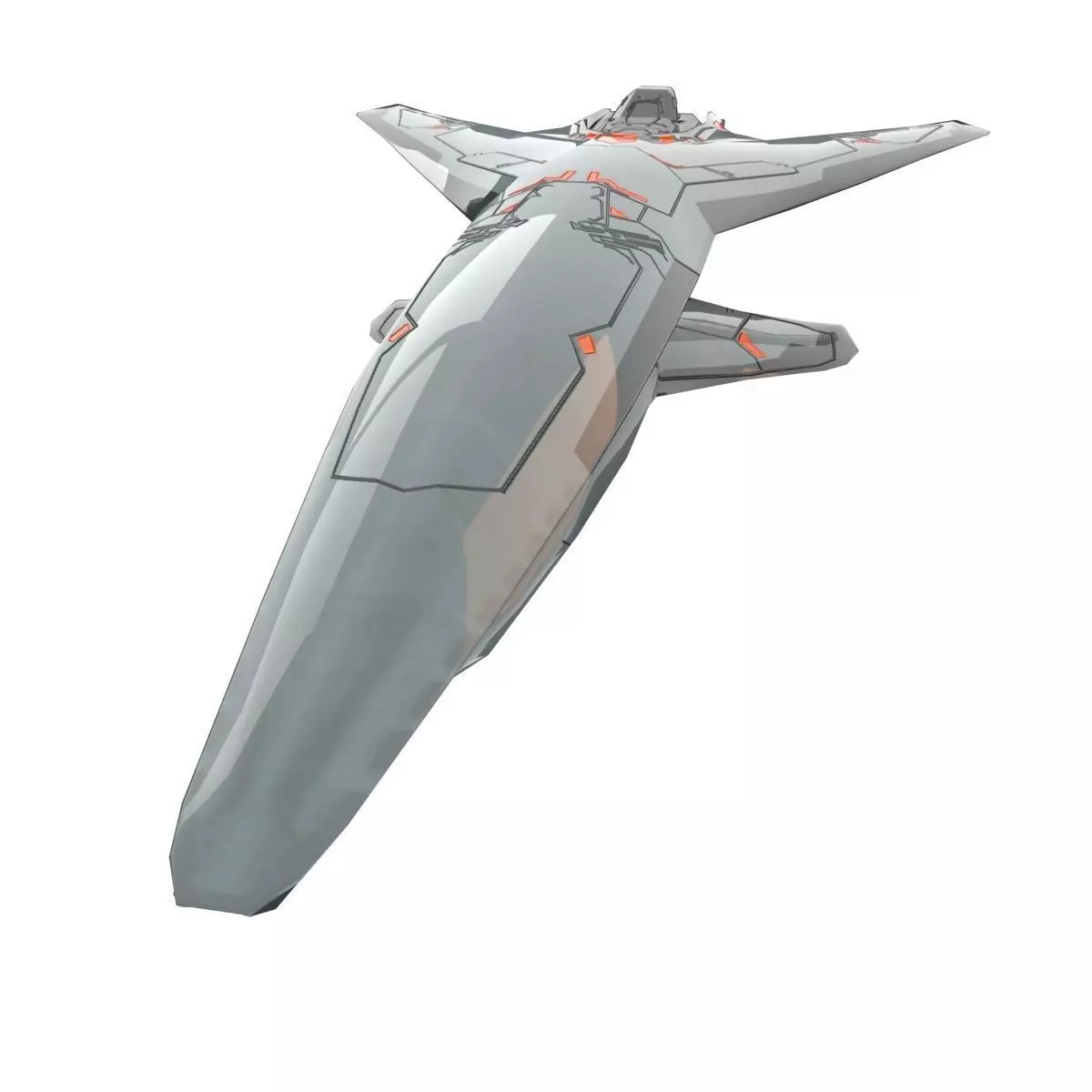 Low Poly SpaceCraft futuristic fighter jet Low-poly 3D model_0