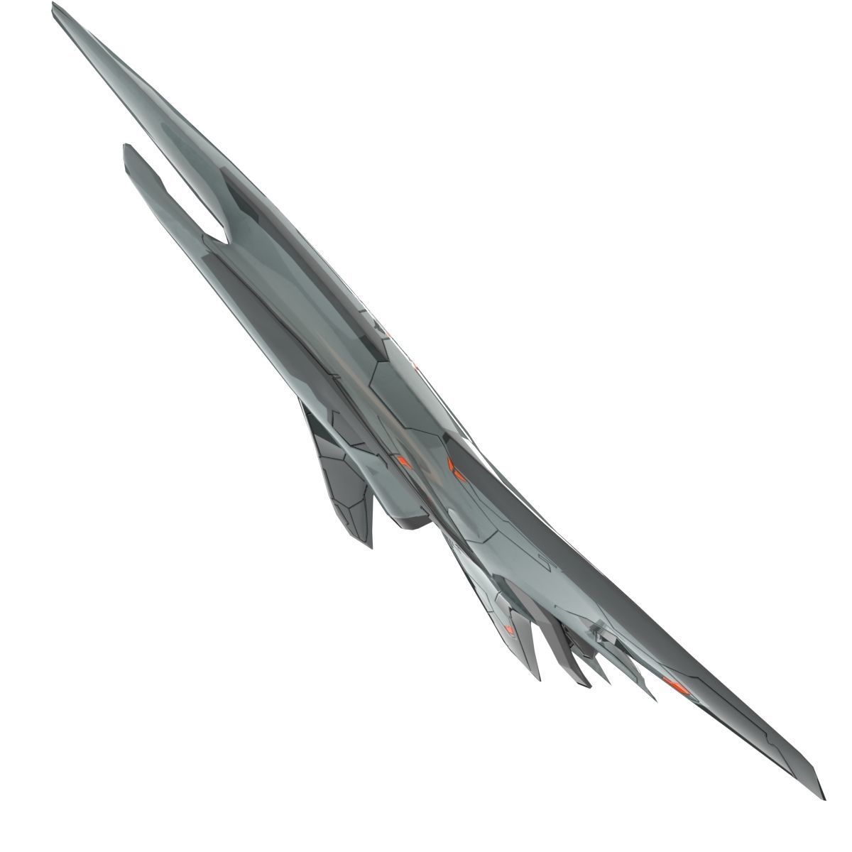Low Poly SpaceCraft futuristic fighter jet Low-poly 3D model_1