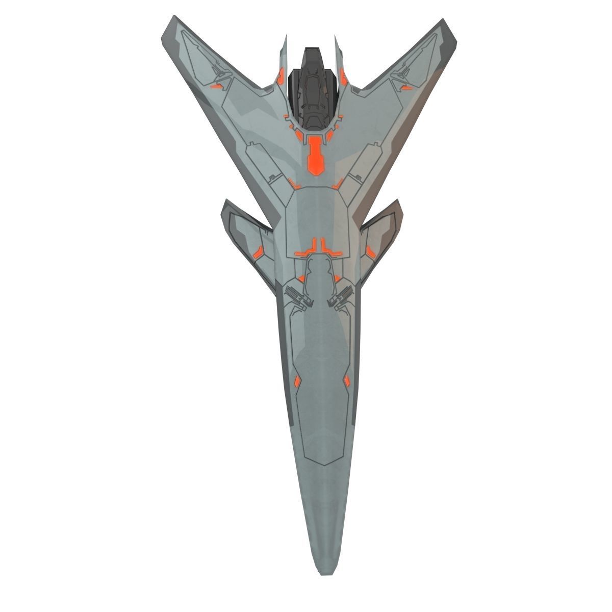 Low Poly SpaceCraft futuristic fighter jet Low-poly 3D model_4