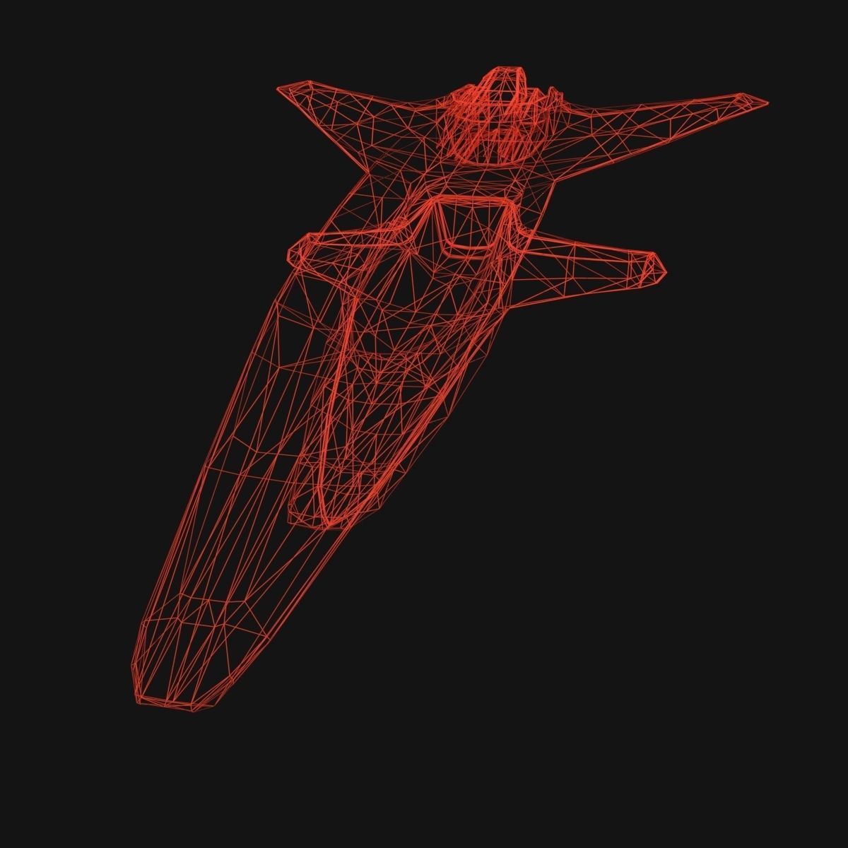 Low Poly SpaceCraft futuristic fighter jet Low-poly 3D model_16