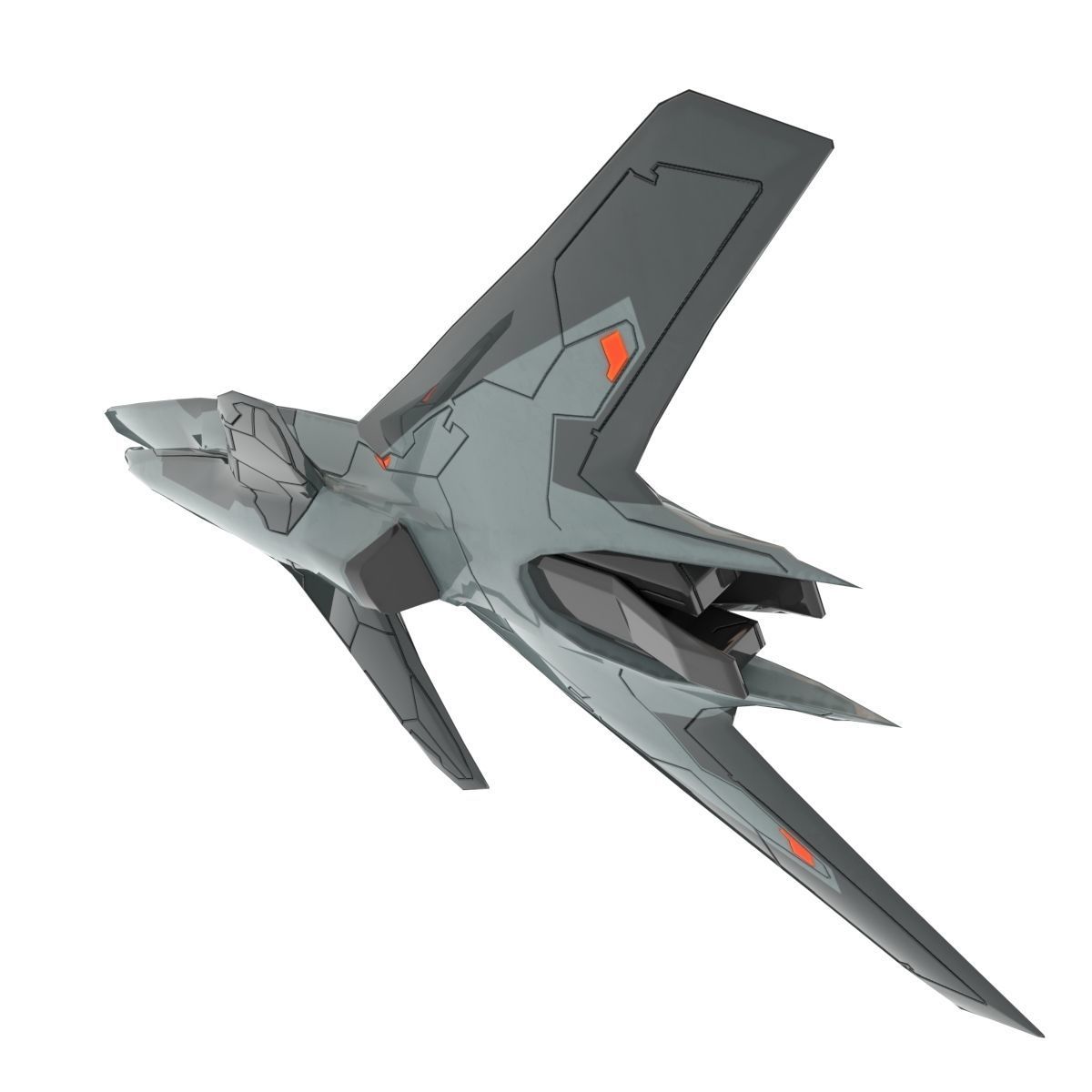 Low Poly SpaceCraft futuristic fighter jet Low-poly 3D model_5