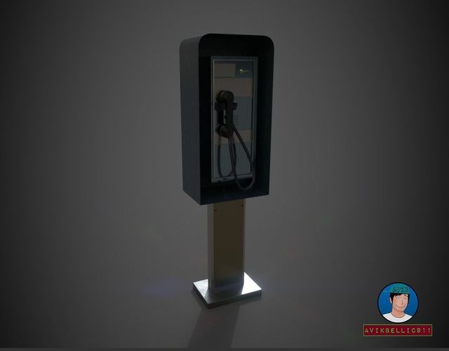 Low Poly Payphone electric car charging station Free low-poly 3D model