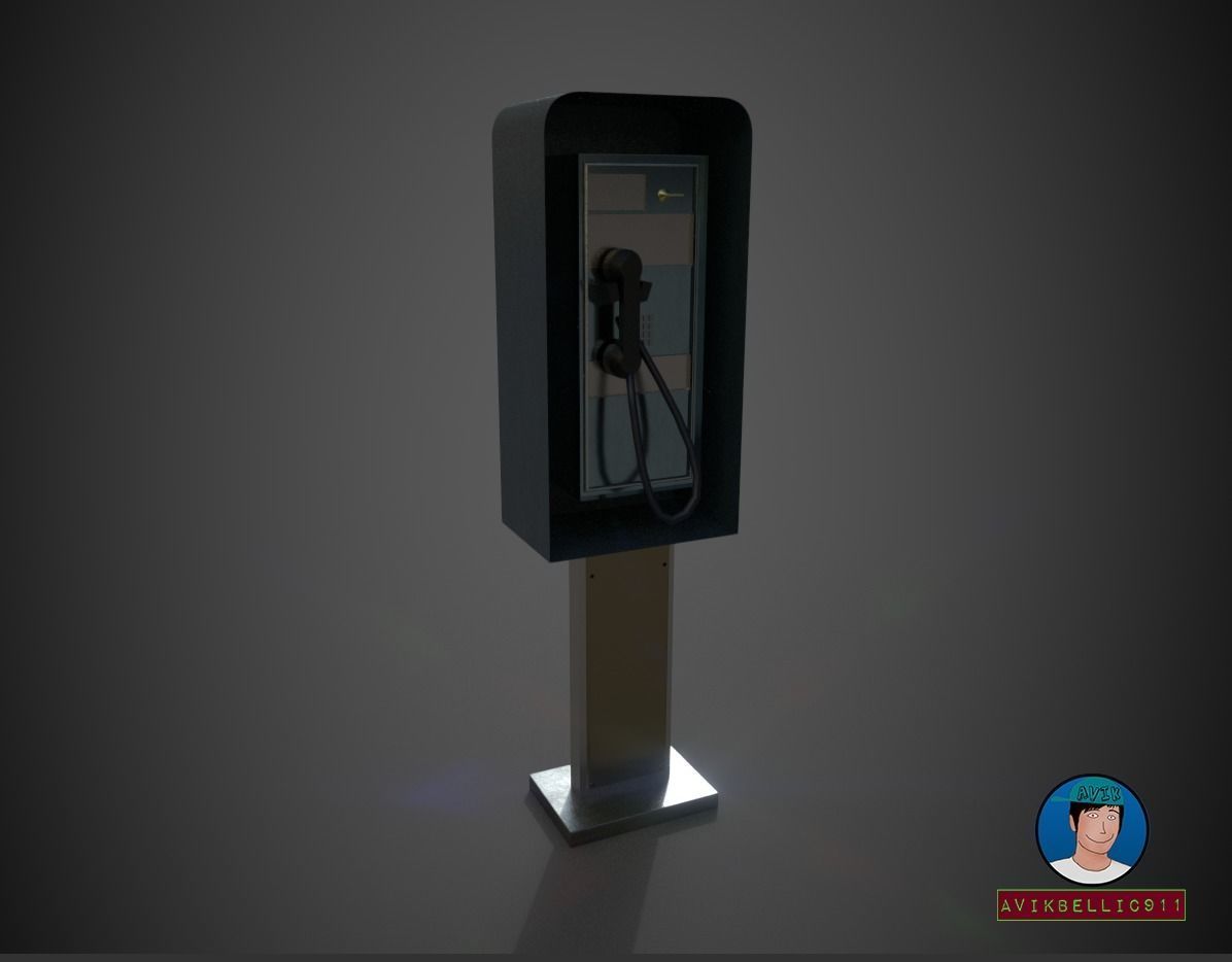 Low Poly Payphone electric car charging station free VR / AR / lowpoly