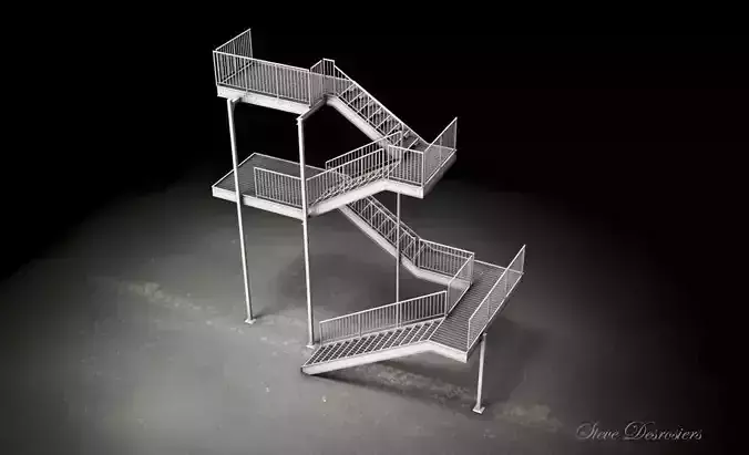 Galvanized Steel stair dwg 3D model