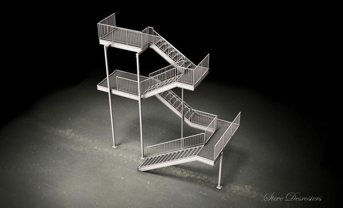 model autocad from print space CGTrader.com .dwg dwg 3D Steel Model  stair  Galvanized