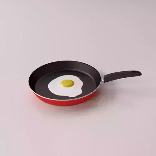 Frying Pan With Egg 3D model