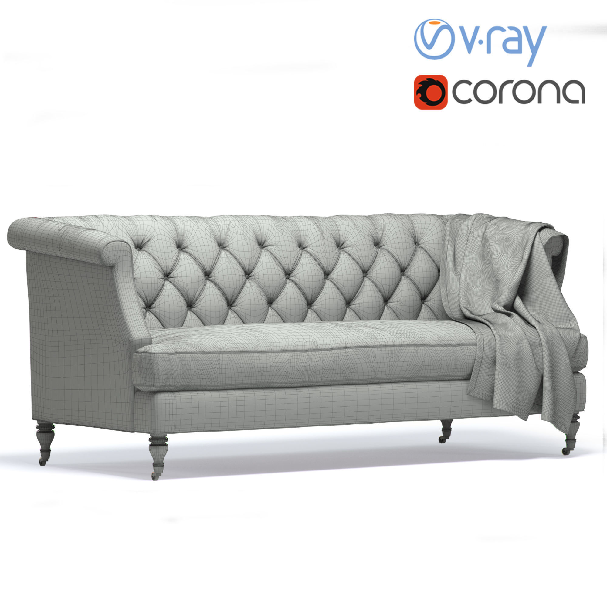Tufted 2-Seater Sofa 3D model_4