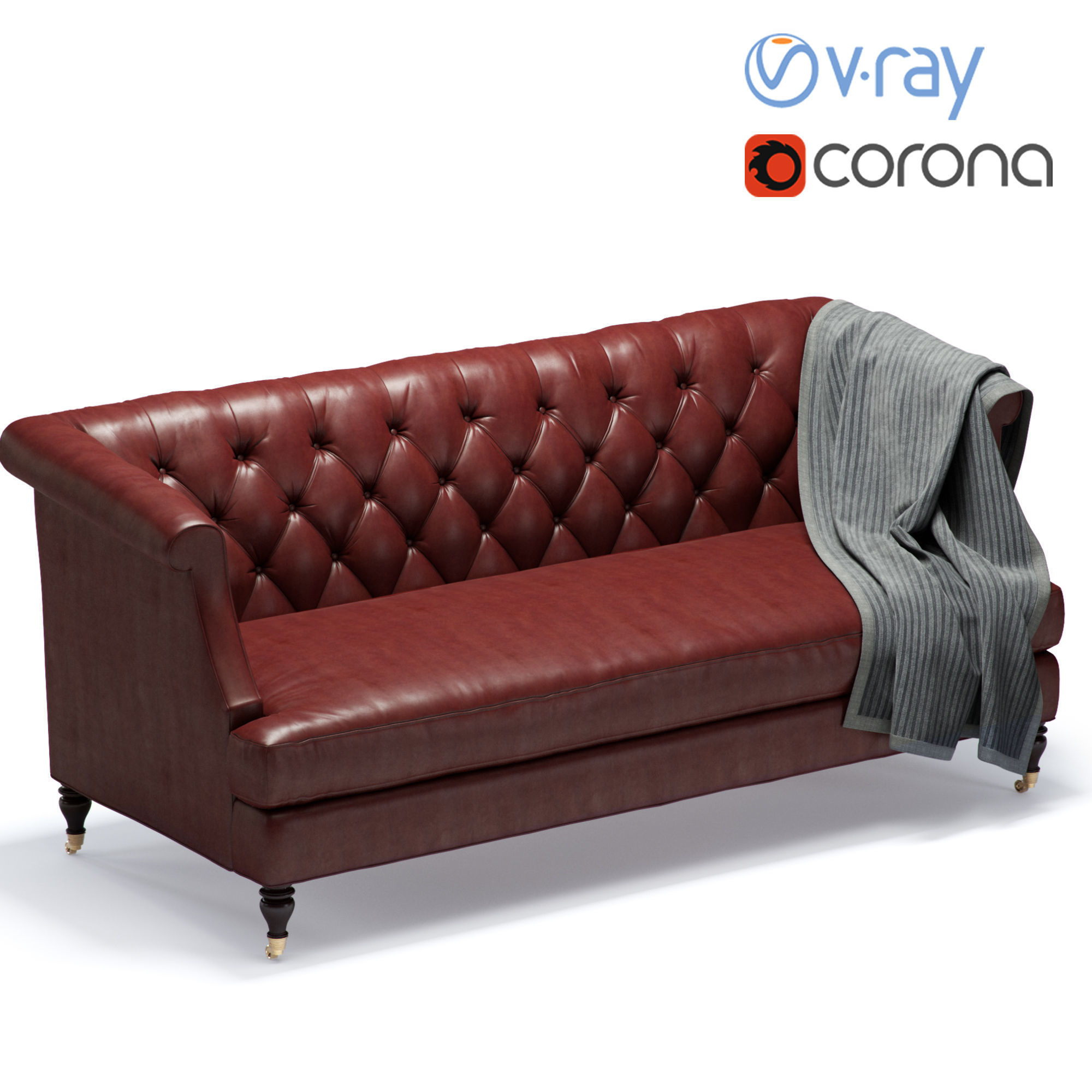 Tufted 2-Seater Sofa 3D model_1
