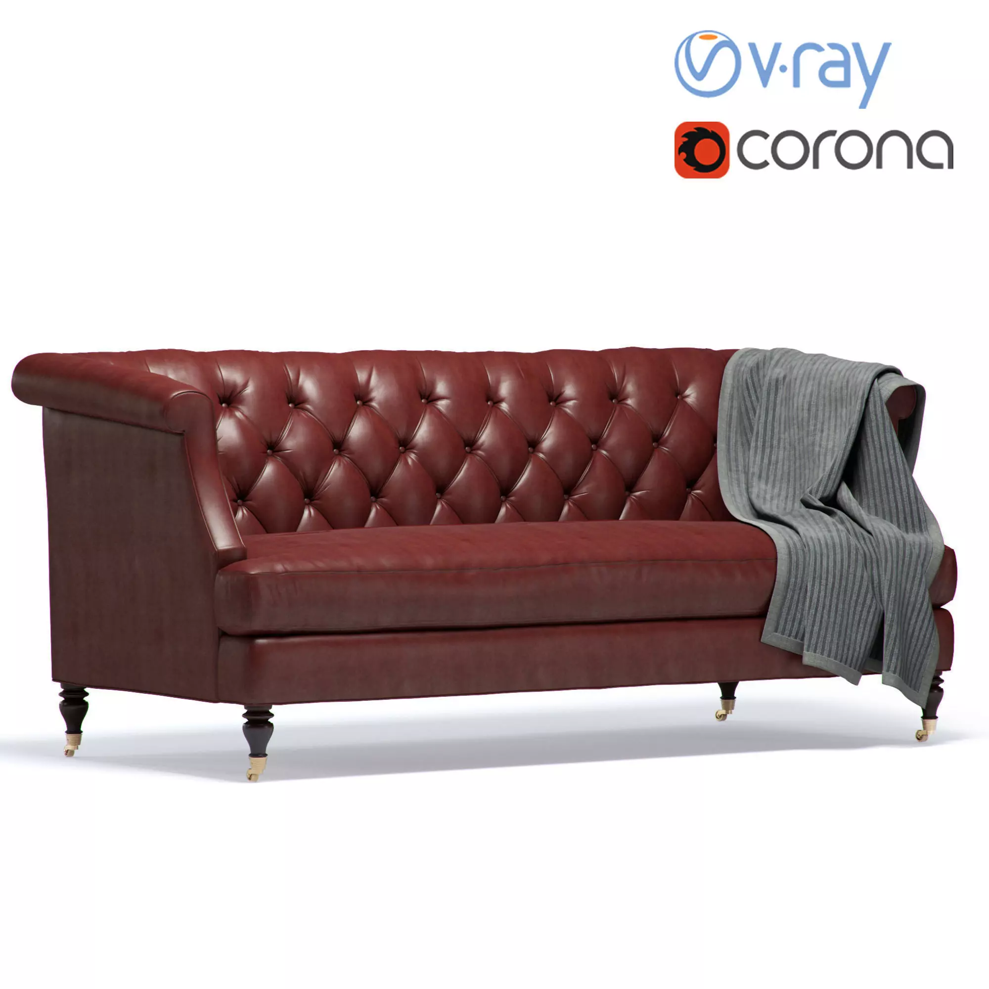 Tufted 2-Seater Sofa 3D model_0
