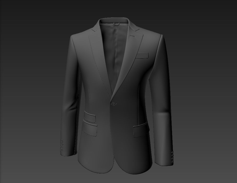 Single Button Suit 3D model_1