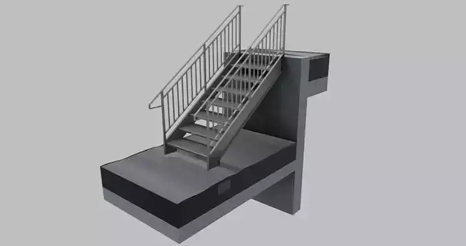 Straight steel stair