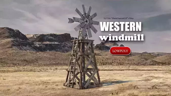 Old Windmill Low-poly 3D model