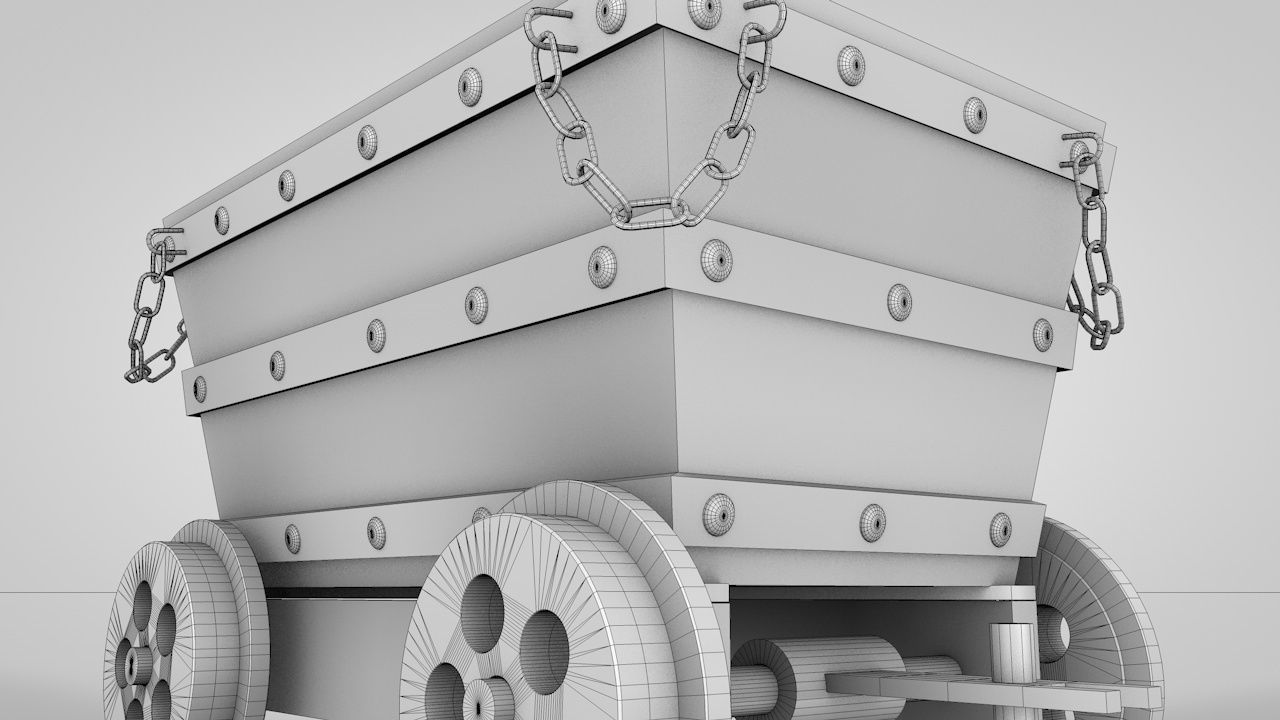 Old Minecart 3D model_8