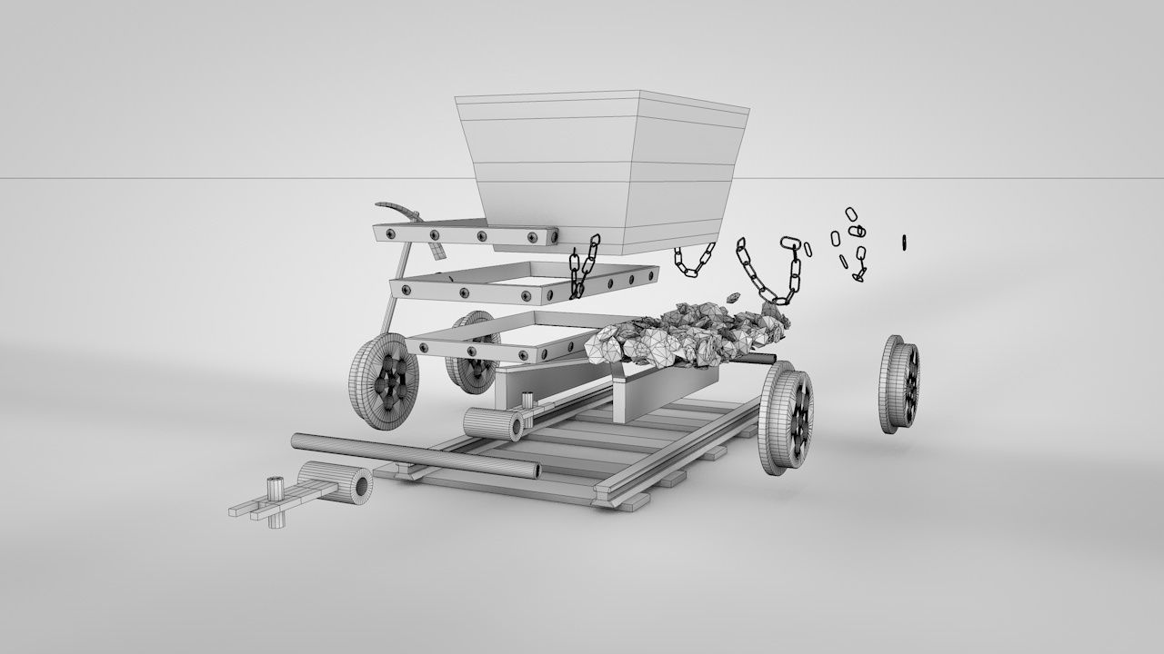 Old Minecart 3D model_7