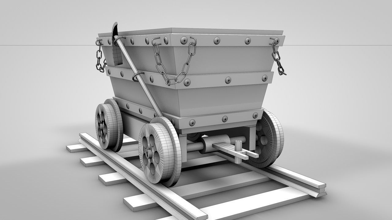 Old Minecart 3D model_5