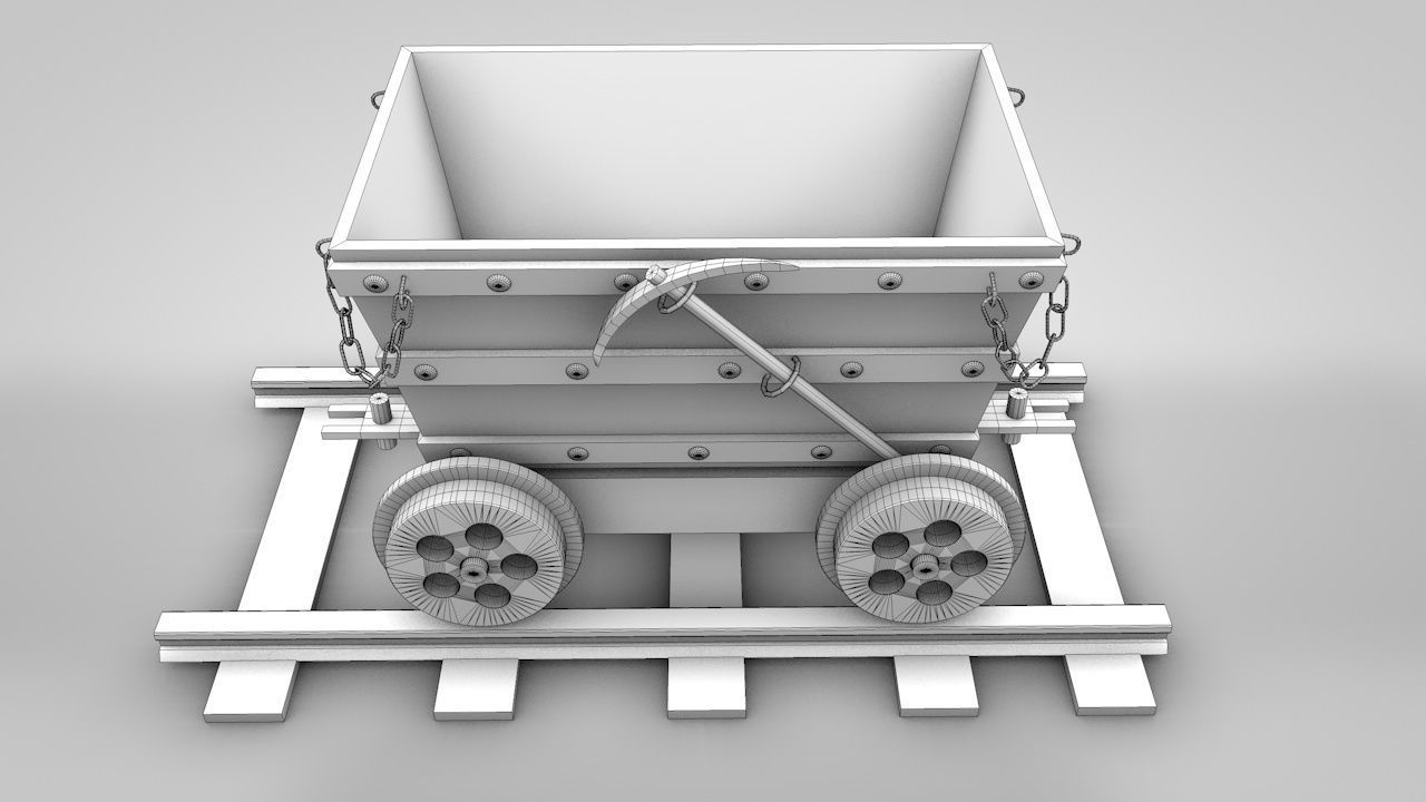 Old Minecart 3D model_6