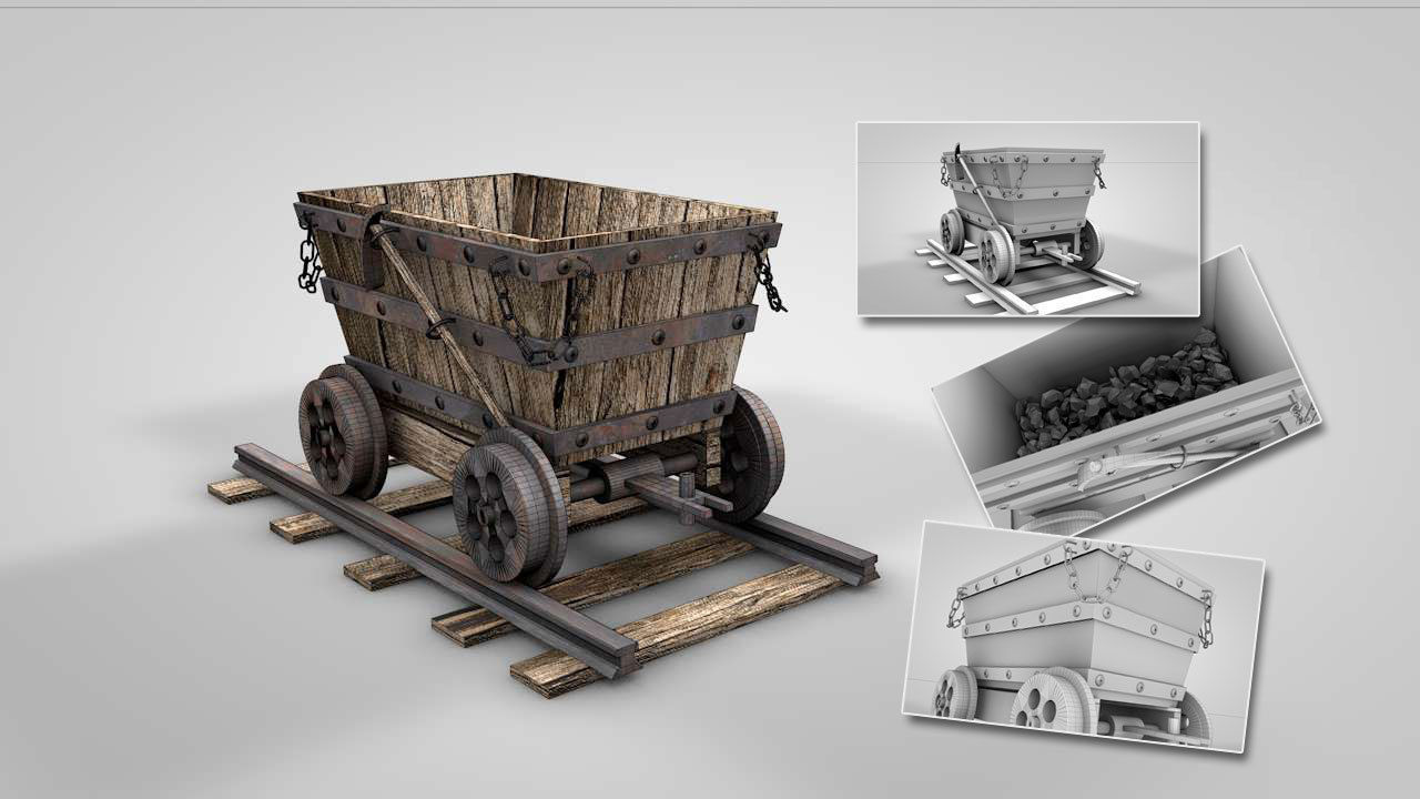 Old Minecart 3D model_2
