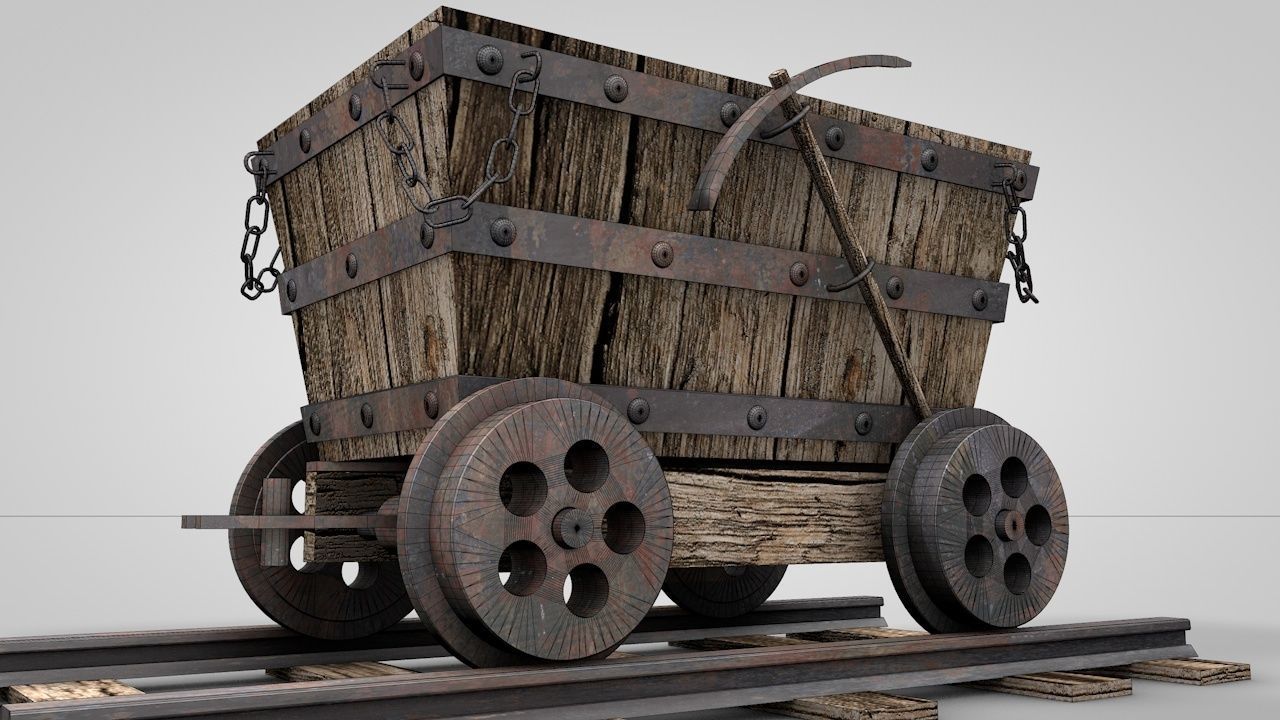 Old Minecart 3D model_4