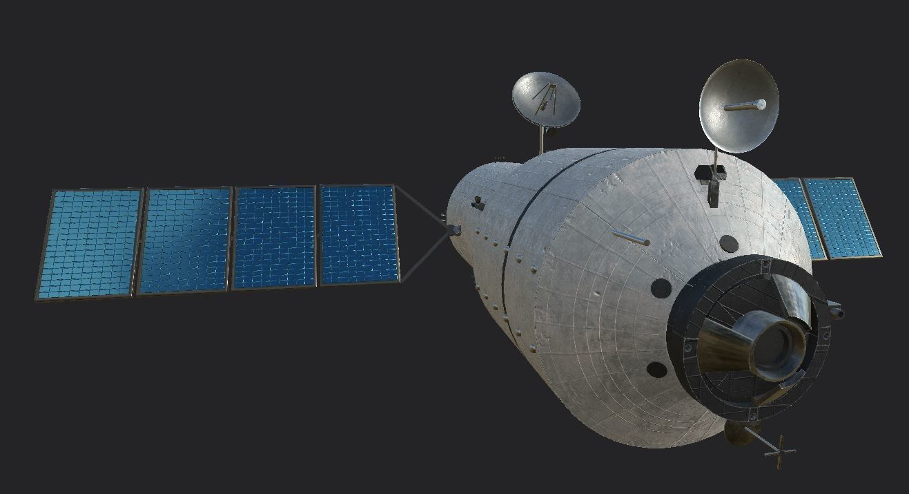 Tiangong 1 chinese space station in sky Low-poly 3D model_9