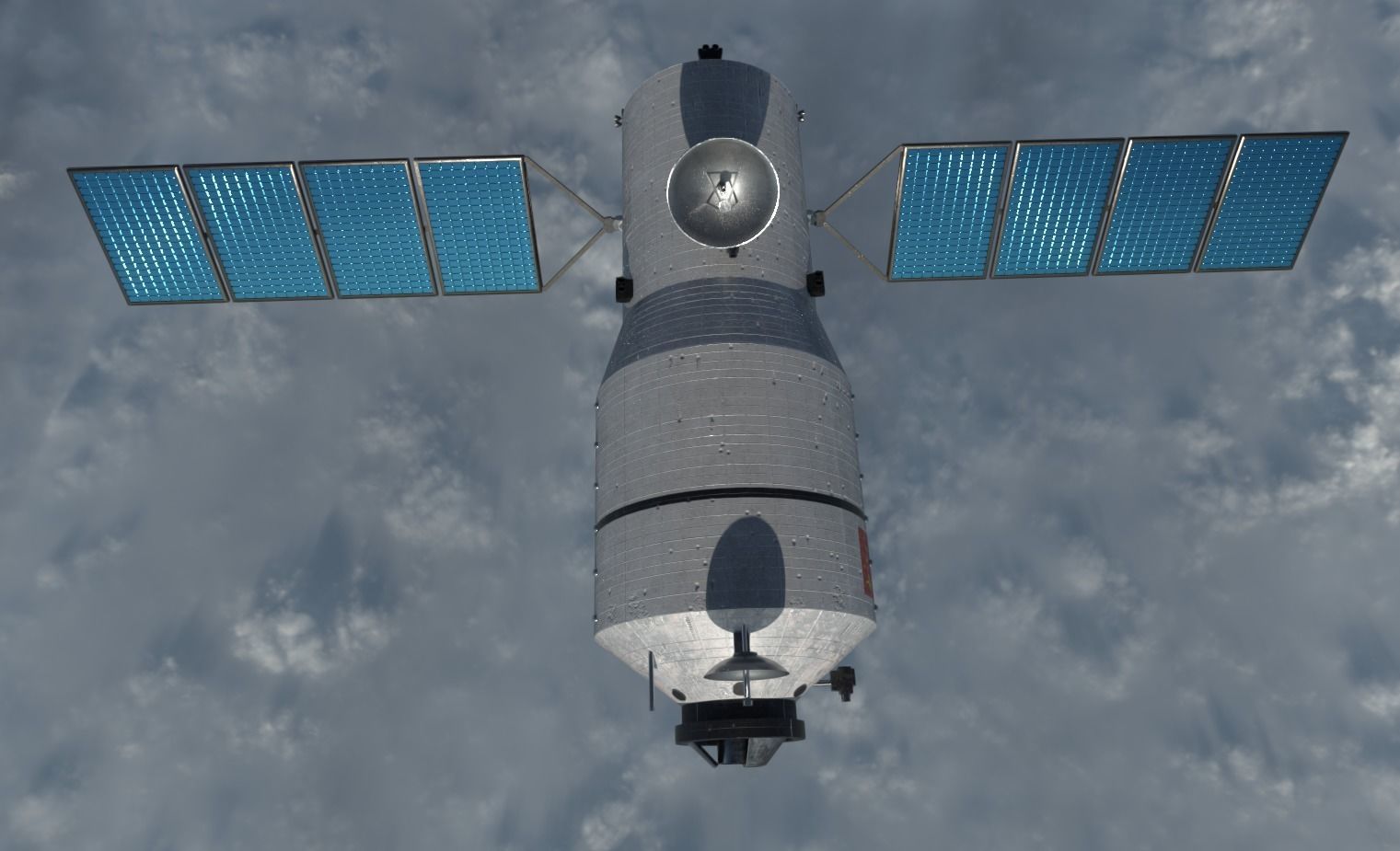 Tiangong 1 chinese space station in sky Low-poly 3D model_4