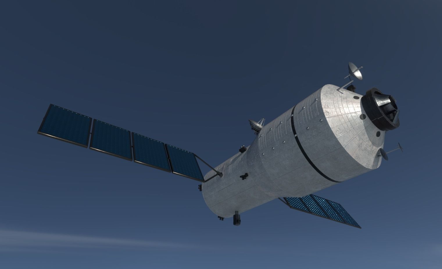 Tiangong 1 chinese space station in sky Low-poly 3D model_6