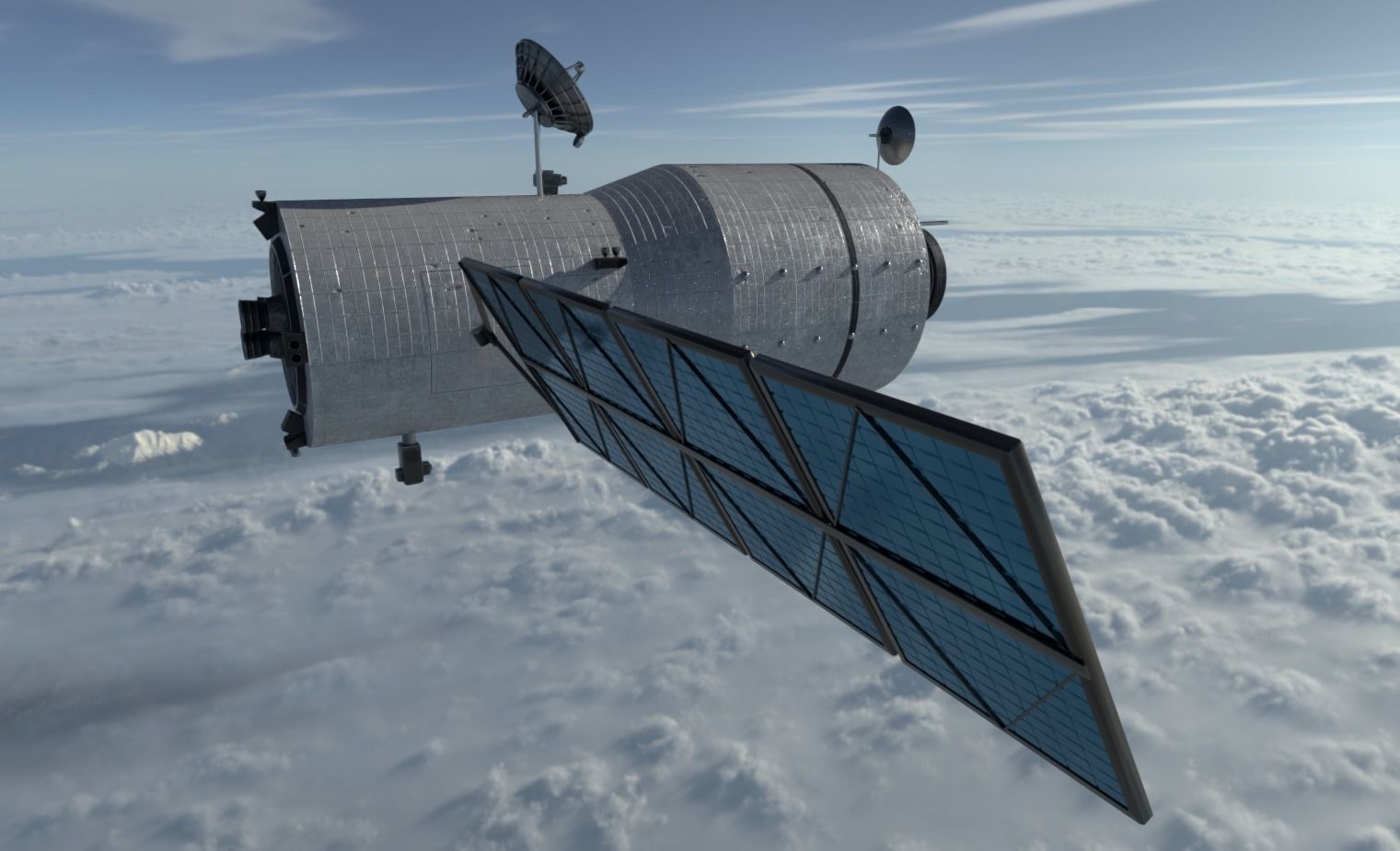 Tiangong 1 chinese space station in sky Low-poly 3D model_3