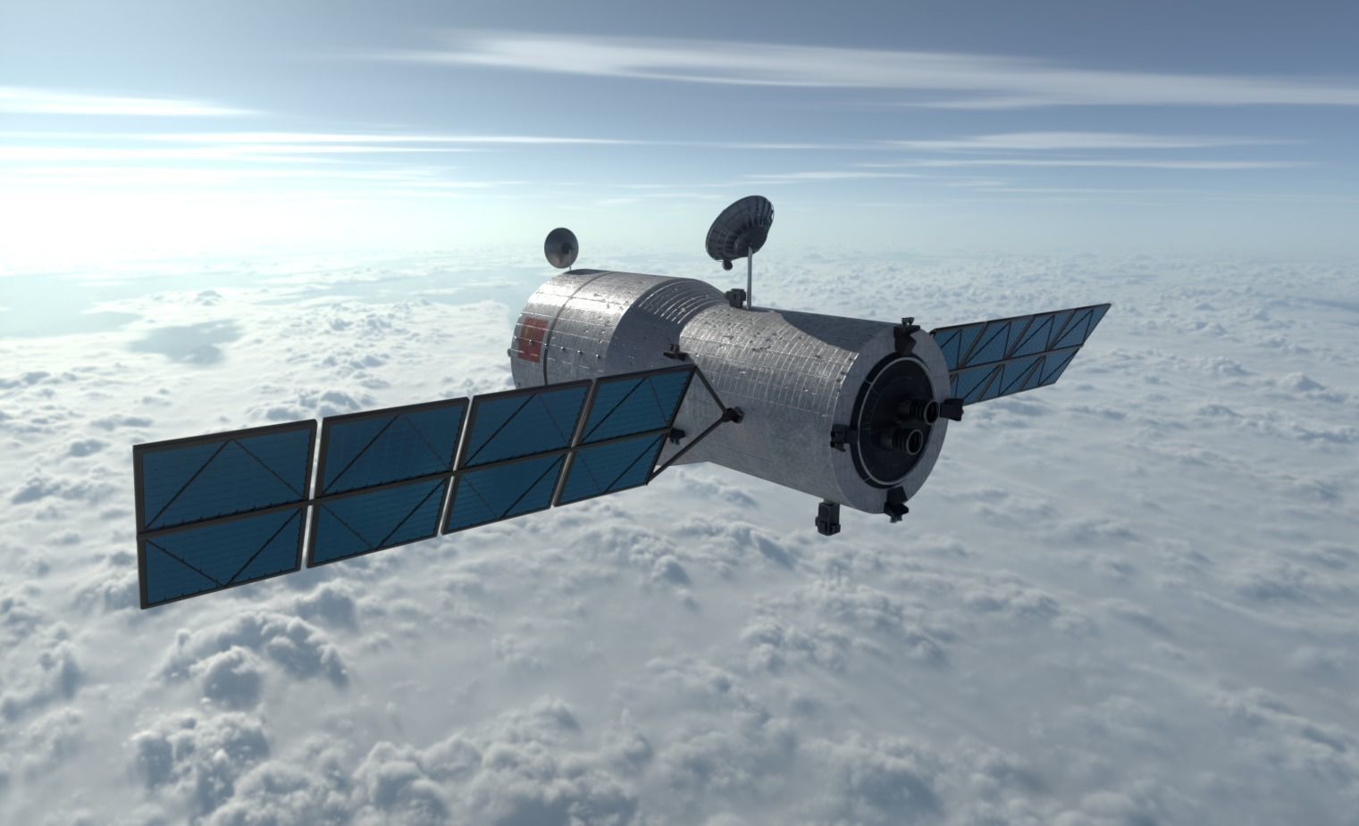 Tiangong 1 chinese space station in sky Low-poly 3D model_5