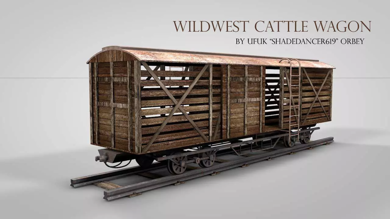 Western Cattle Wagon 3D model_0
