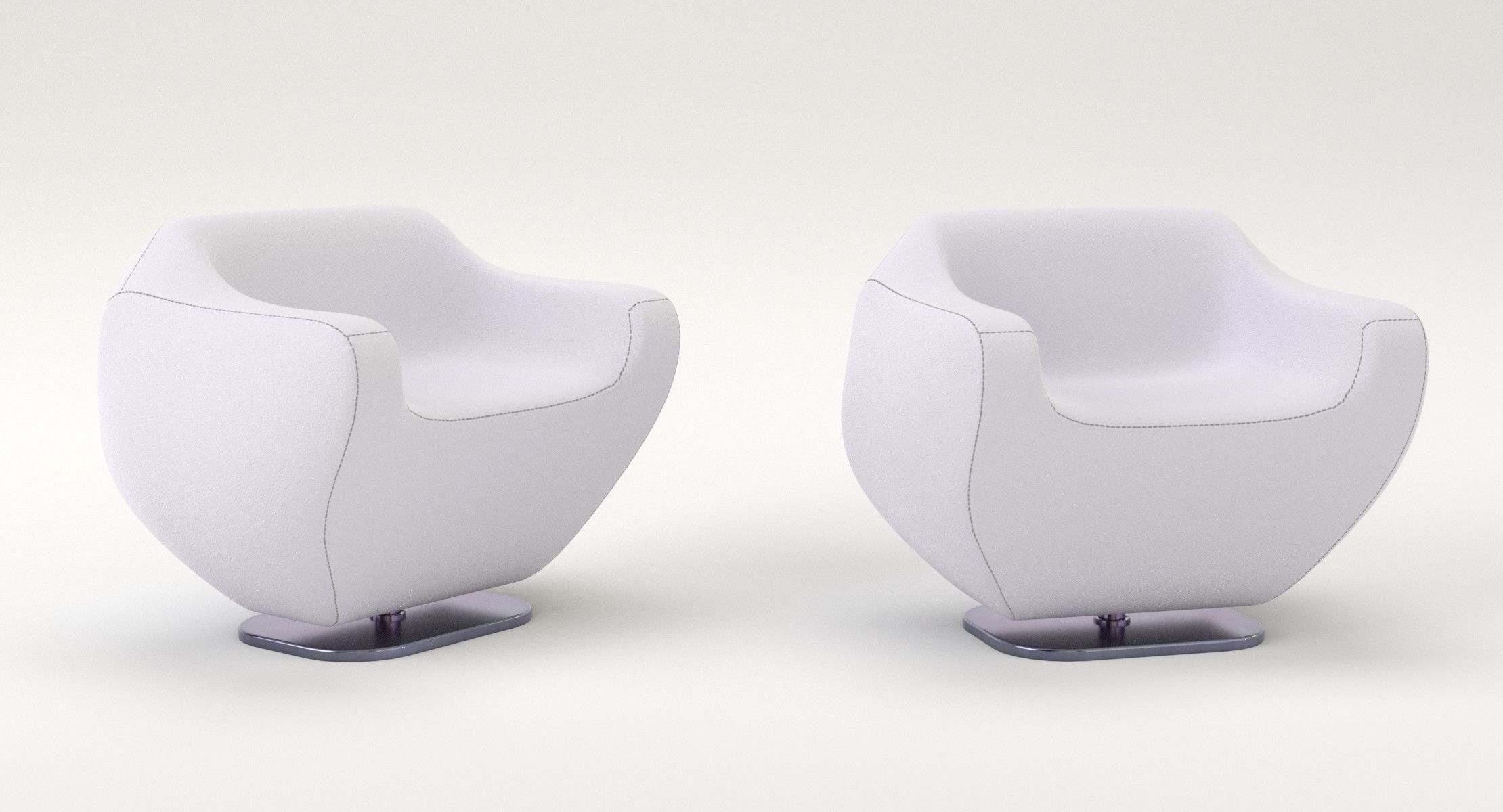 Lounge chair and coffee table Low-poly 3D model_3