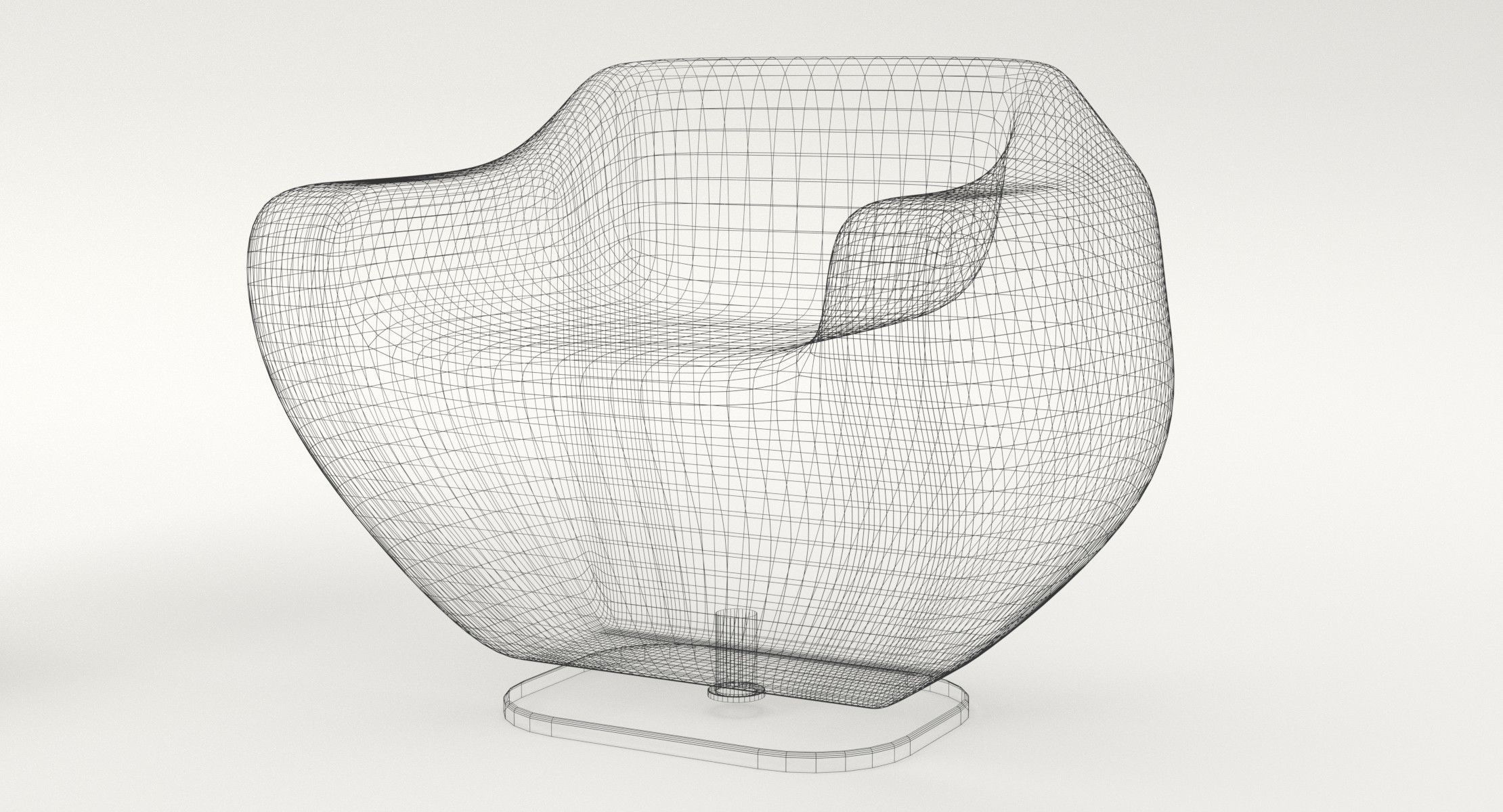 Lounge chair and coffee table Low-poly 3D model_8