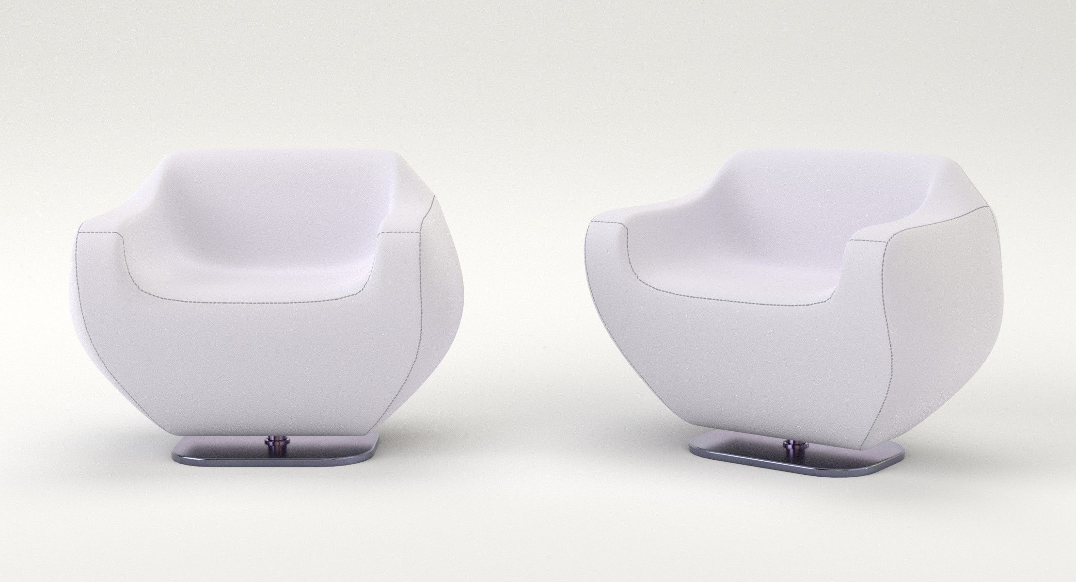 Lounge chair and coffee table Low-poly 3D model_2