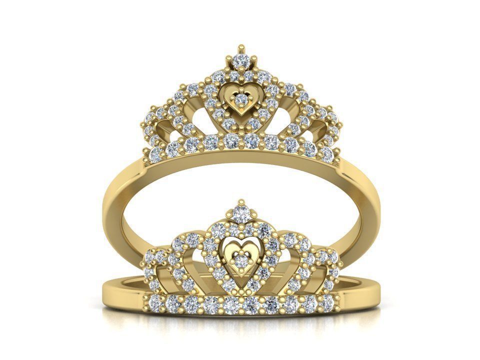 Crown ring design 3d print model 0216 3D print model_1