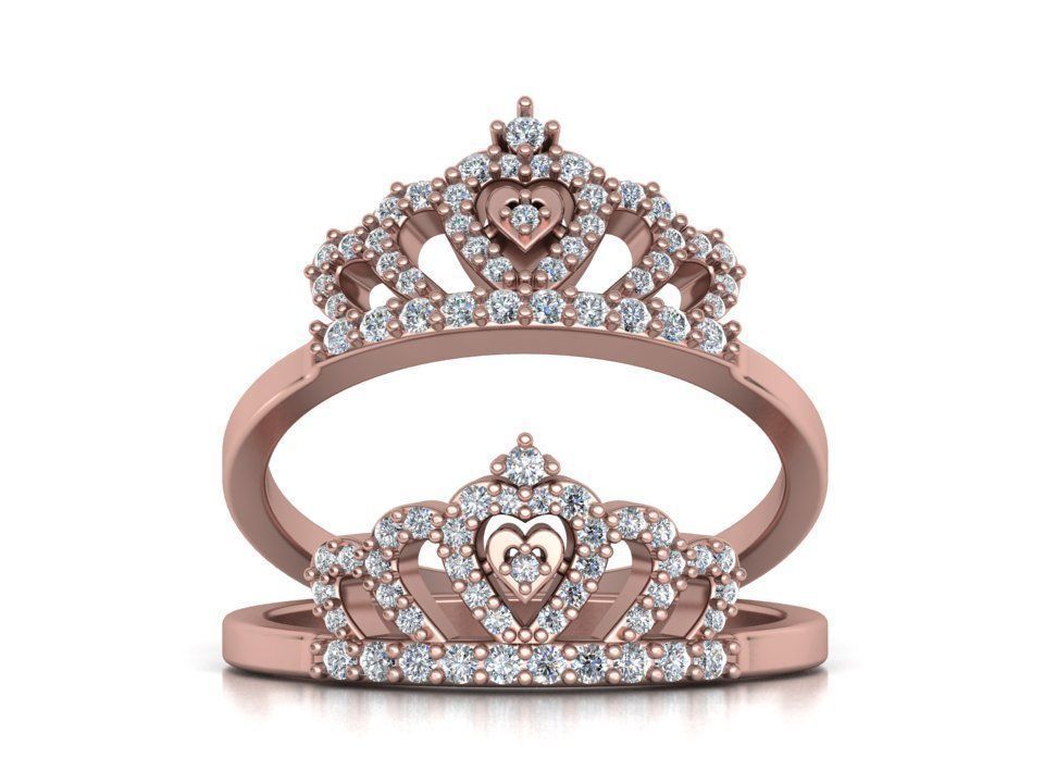 Crown ring design 3d print model 0216 3D print model_2