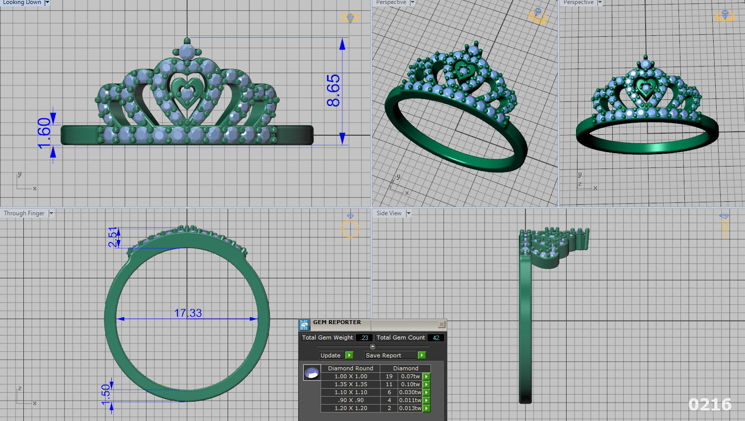 Crown ring design 3d print model 0216 3D print model_4