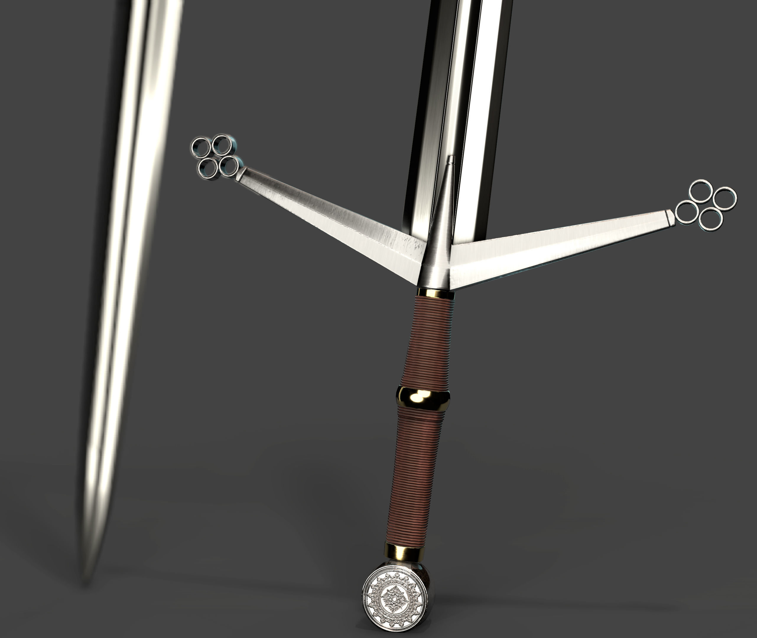 Claymore sword Low-poly 3D model_2